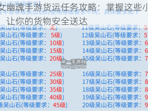 倩女幽魂手游货运任务攻略：掌握这些小技巧，让你的货物安全送达