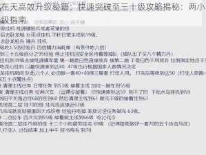 御龙在天高效升级秘籍：快速突破至三十级攻略揭秘：两小时飞速晋级指南