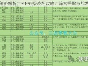 古代战争策略解析：30-99级战场攻略，阵容搭配与战术打法一览