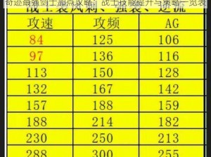 奇迹最强剑士加点攻略：战士技能提升与策略一览表