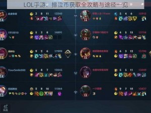 LOL手游：排位币获取全攻略与途径一览