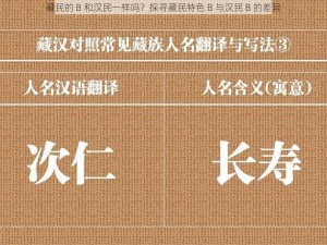 藏民的 B 和汉民一样吗？探寻藏民特色 B 与汉民 B 的差异