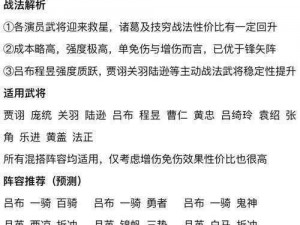 三国志战略版：深度解析S3T0三势吕布战法搭配攻略，实战操作指南