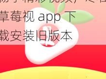 畅享精彩视频，尽在草莓视 app 下载安装旧版本