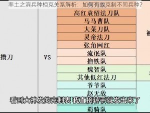 率土之滨兵种相克关系解析：如何有效克制不同兵种？