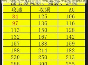 全民奇迹战士技能一览：全面解析战士职业技能体系