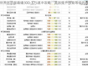 魔兽世界怀旧服裁缝300-375速冲攻略：高效提升技能等级的技巧与策略