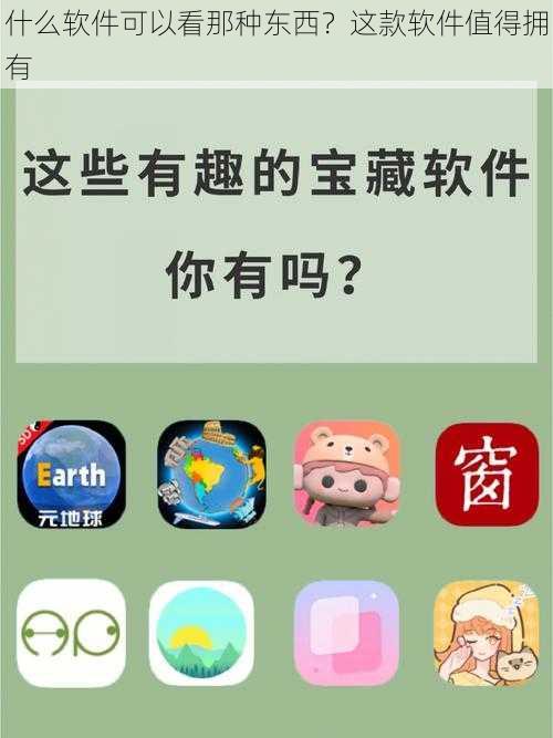 什么软件可以看那种东西？这款软件值得拥有