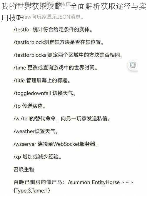 我的世界获取攻略：全面解析获取途径与实用技巧