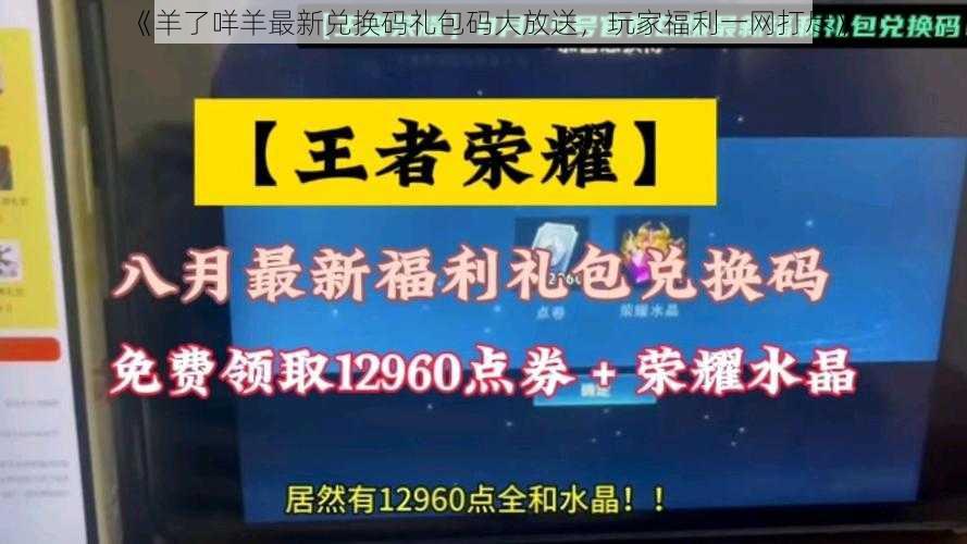 《羊了咩羊最新兑换码礼包码大放送，玩家福利一网打尽》