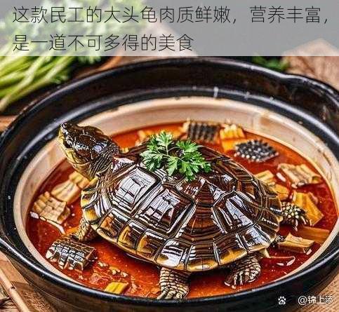 这款民工的大头龟肉质鲜嫩，营养丰富，是一道不可多得的美食