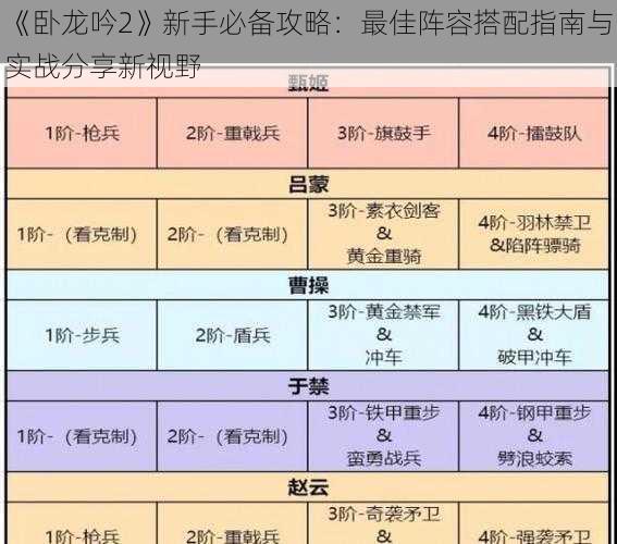 《卧龙吟2》新手必备攻略：最佳阵容搭配指南与实战分享新视野