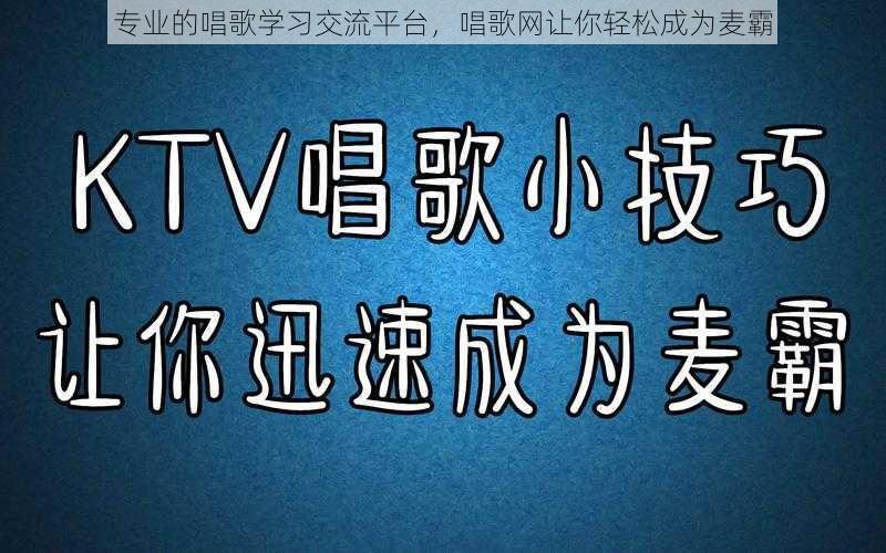 专业的唱歌学习交流平台，唱歌网让你轻松成为麦霸