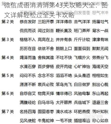 微信成语消消消第43关攻略大全：图文详解轻松过全关卡攻略