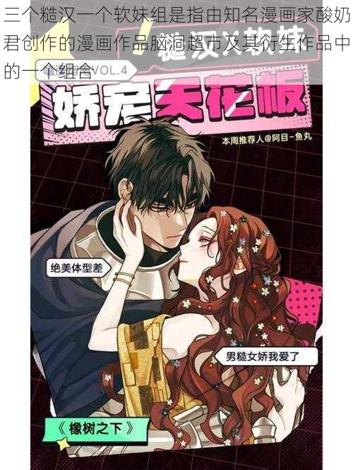 三个糙汉一个软妹组是指由知名漫画家酸奶君创作的漫画作品脑洞超市及其衍生作品中的一个组合