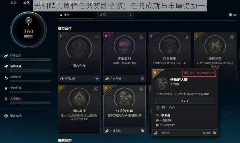 LOL光明哨兵剧情任务奖励全览：任务成就与丰厚奖励一览表