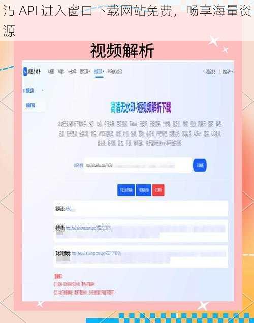 汅 API 进入窗口下载网站免费，畅享海量资源