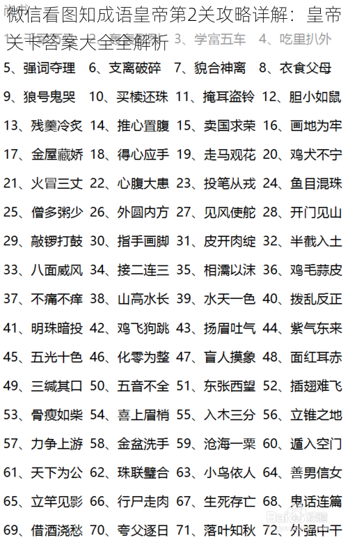 微信看图知成语皇帝第2关攻略详解：皇帝关卡答案大全全解析