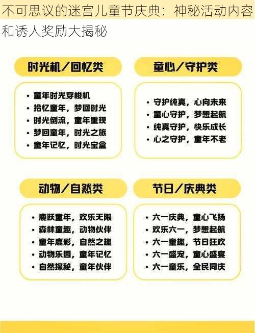 不可思议的迷宫儿童节庆典：神秘活动内容和诱人奖励大揭秘