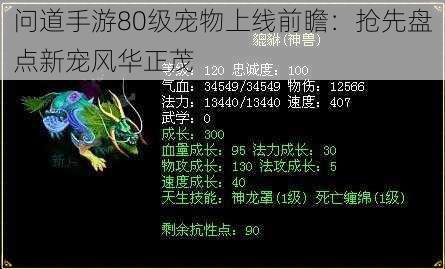 问道手游80级宠物上线前瞻：抢先盘点新宠风华正茂