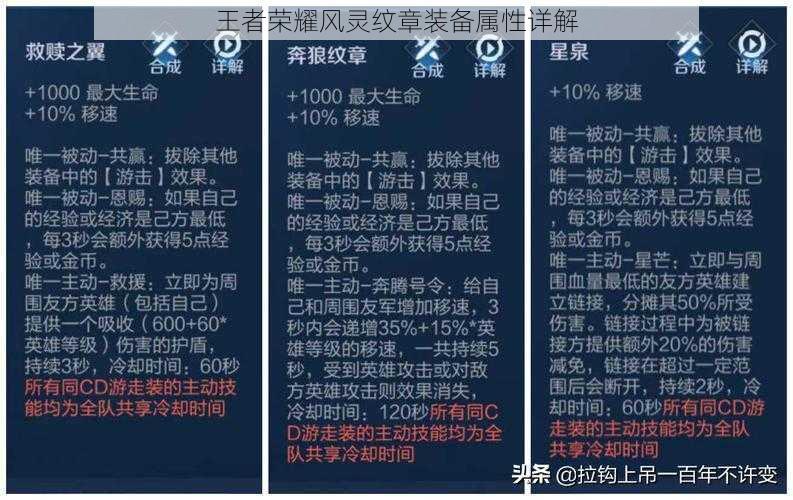 王者荣耀风灵纹章装备属性详解