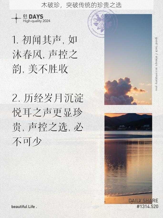 木破珍，突破传统的珍贵之选