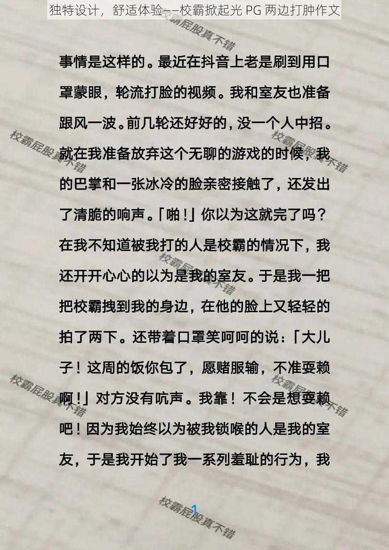 独特设计，舒适体验——校霸掀起光 PG 两边打肿作文