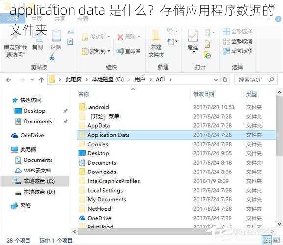 application data 是什么？存储应用程序数据的文件夹