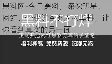 黑料网-今日黑料，深挖明星、网红、企业等各类人物黑料，让你看到真实的另一面