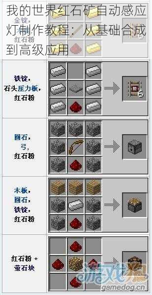 我的世界红石矿自动感应灯制作教程：从基础合成到高级应用