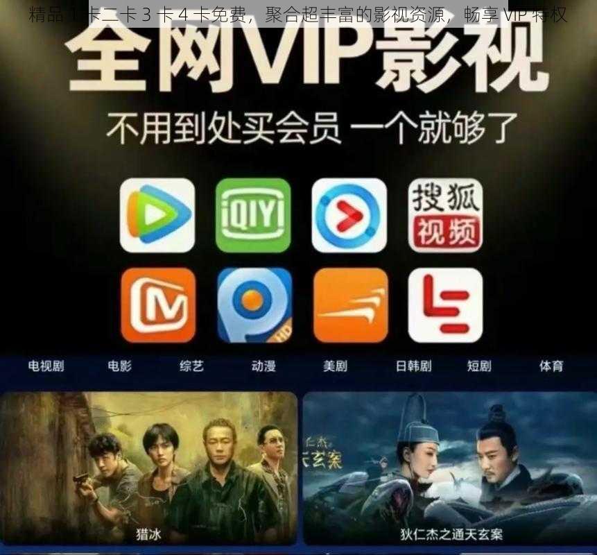 精品 1 卡二卡 3 卡 4 卡免费，聚合超丰富的影视资源，畅享 VIP 特权