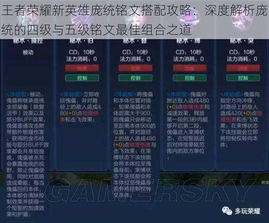 王者荣耀新英雄庞统铭文搭配攻略：深度解析庞统的四级与五级铭文最佳组合之道