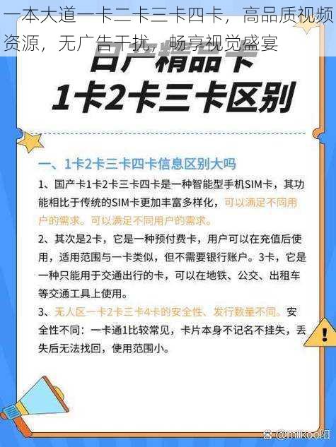 一本大道一卡二卡三卡四卡，高品质视频资源，无广告干扰，畅享视觉盛宴