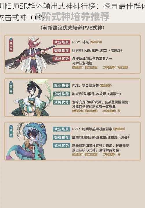 阴阳师SR群体输出式神排行榜：探寻最佳群体攻击式神TOP5