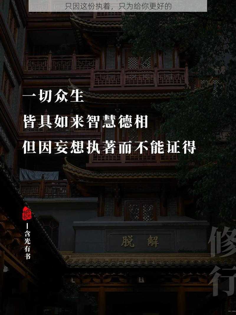 只因这份执着，只为给你更好的