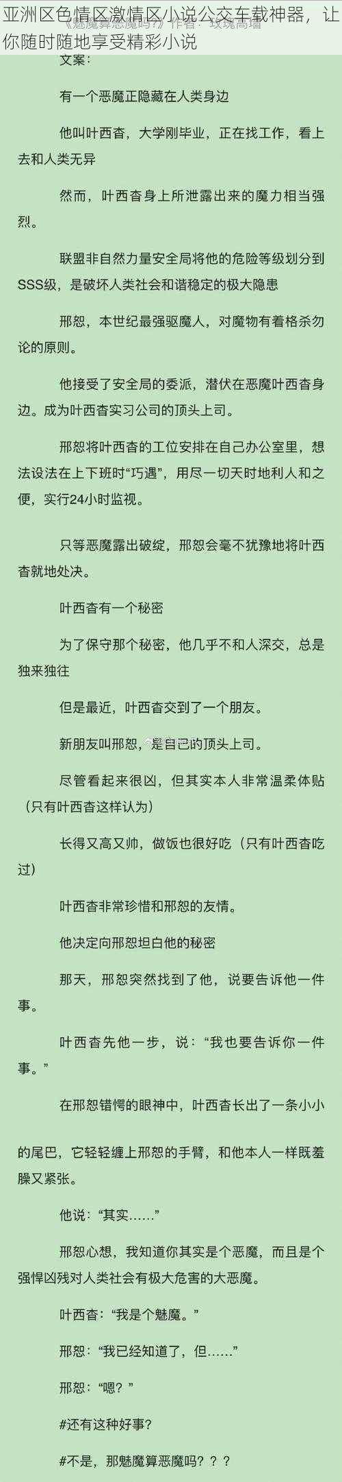 亚洲区色情区激情区小说公交车载神器，让你随时随地享受精彩小说