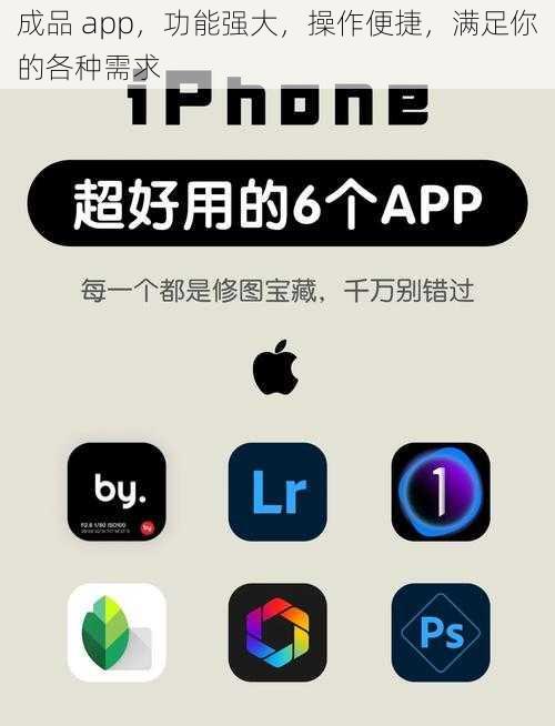 成品 app，功能强大，操作便捷，满足你的各种需求