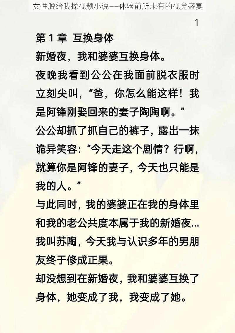 女性脱给我揉视频小说——体验前所未有的视觉盛宴