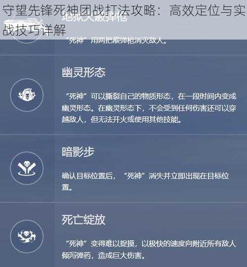 守望先锋死神团战打法攻略：高效定位与实战技巧详解