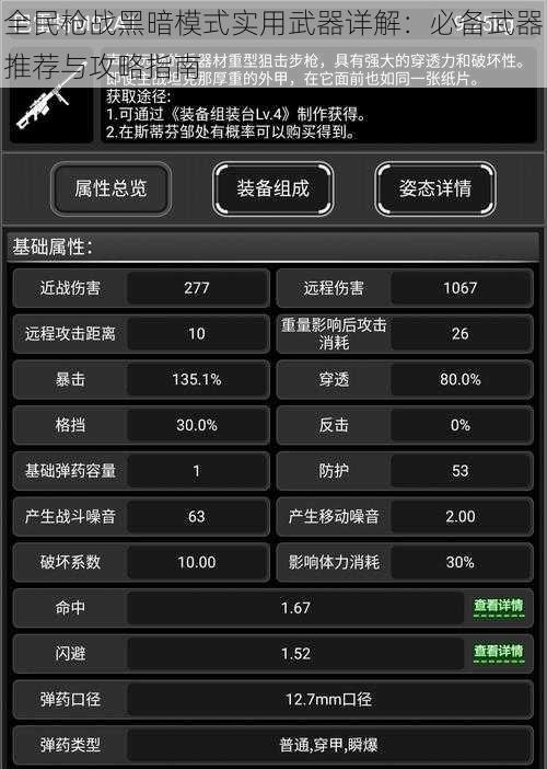 全民枪战黑暗模式实用武器详解：必备武器推荐与攻略指南