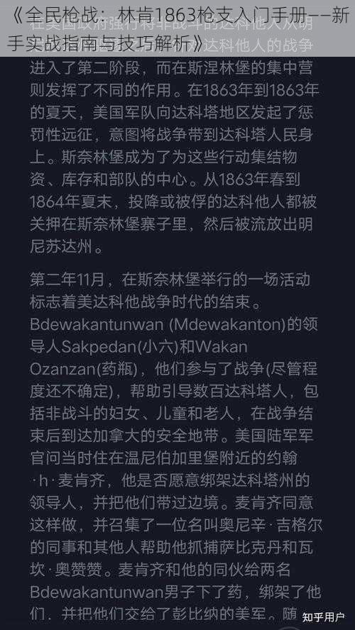 《全民枪战：林肯1863枪支入门手册——新手实战指南与技巧解析》