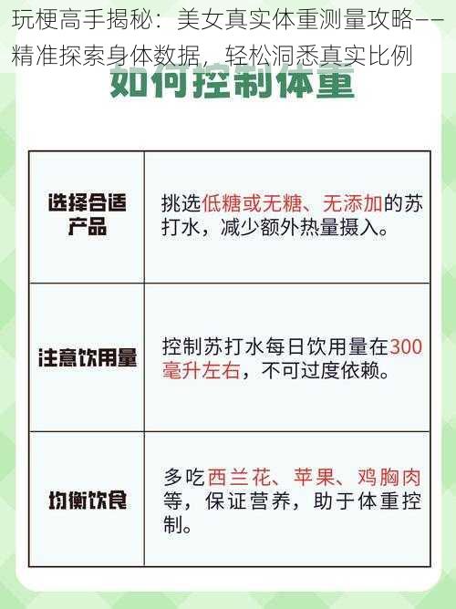 玩梗高手揭秘：美女真实体重测量攻略——精准探索身体数据，轻松洞悉真实比例