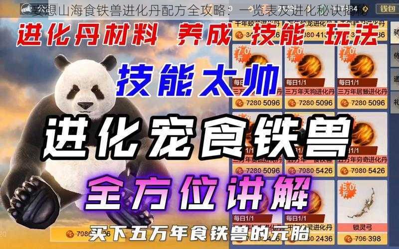 妄想山海食铁兽进化丹配方全攻略：一览表及进化秘诀揭秘