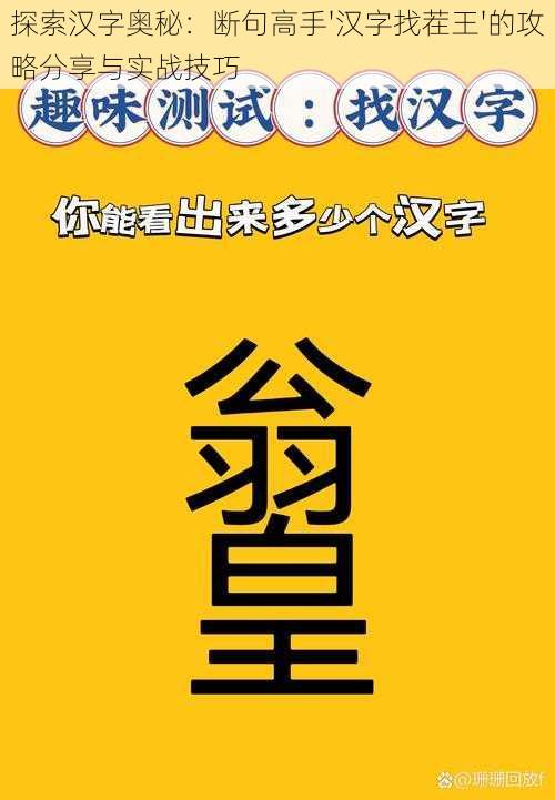 探索汉字奥秘：断句高手'汉字找茬王'的攻略分享与实战技巧