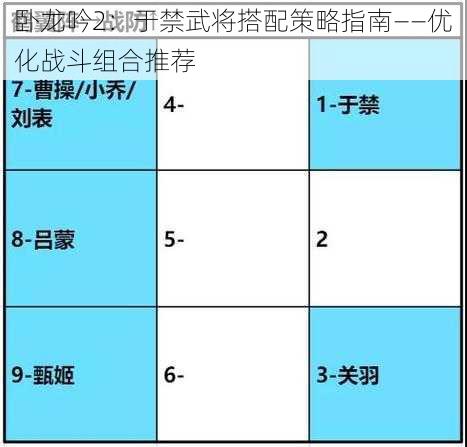 卧龙吟2：于禁武将搭配策略指南——优化战斗组合推荐