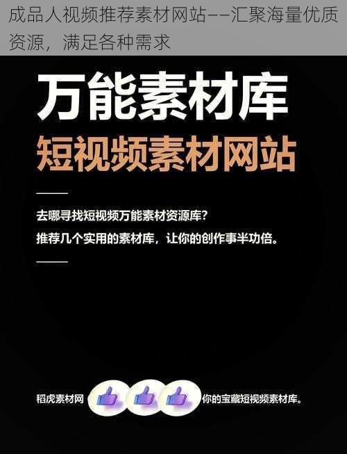 成品人视频推荐素材网站——汇聚海量优质资源，满足各种需求