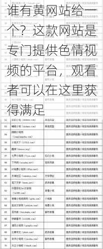 谁有黄网站给一个？这款网站是专门提供色情视频的平台，观看者可以在这里获得满足