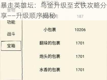 暴走英雄坛：乌金升级至玄铁攻略分享——升级顺序揭秘