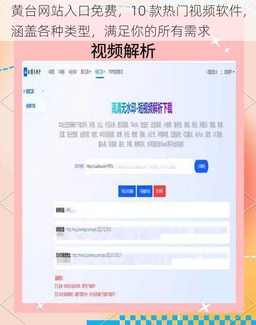 黄台网站入口免费，10 款热门视频软件，涵盖各种类型，满足你的所有需求