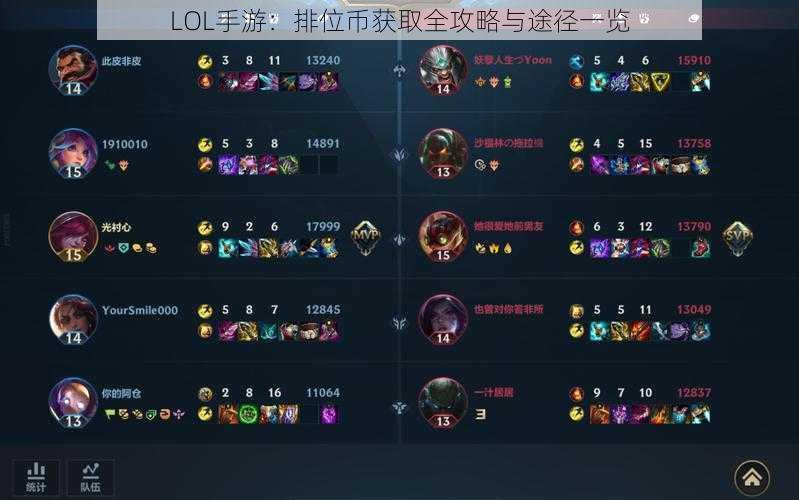 LOL手游：排位币获取全攻略与途径一览